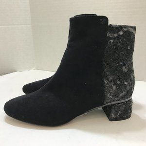 J.Renee’ Fabric Low Block Heel Inside Zip Bootie